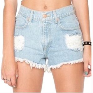Brandy Melville Distressed Denim High Rise Shorts